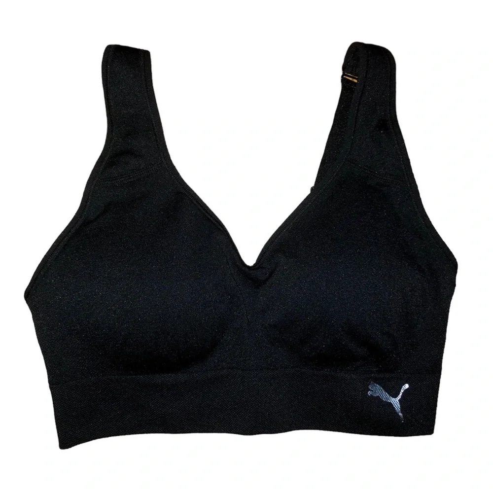 Puma black v neck sports bra, Small - Picture 4 of 4